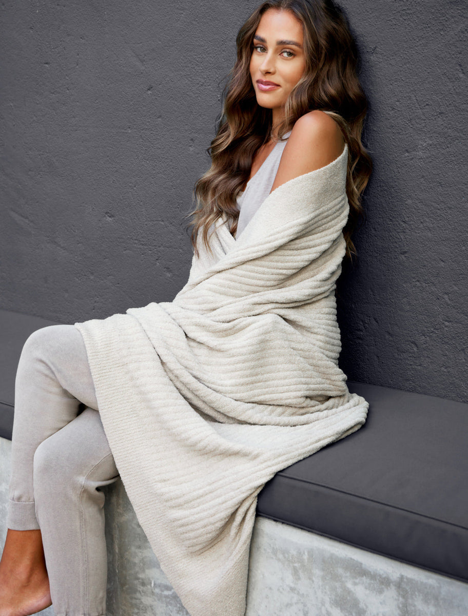 Barefoot Dreams | CozyChic Lite Ribbed Throw {Pearl} 54'' x