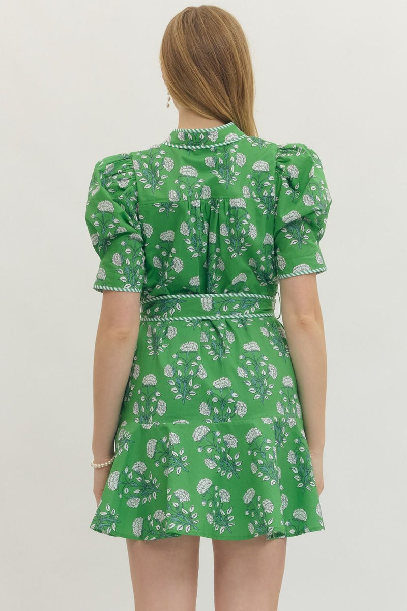 green mini dress puff sleeve Sister Jane puff sleeve mini jacquard dress in emerald green