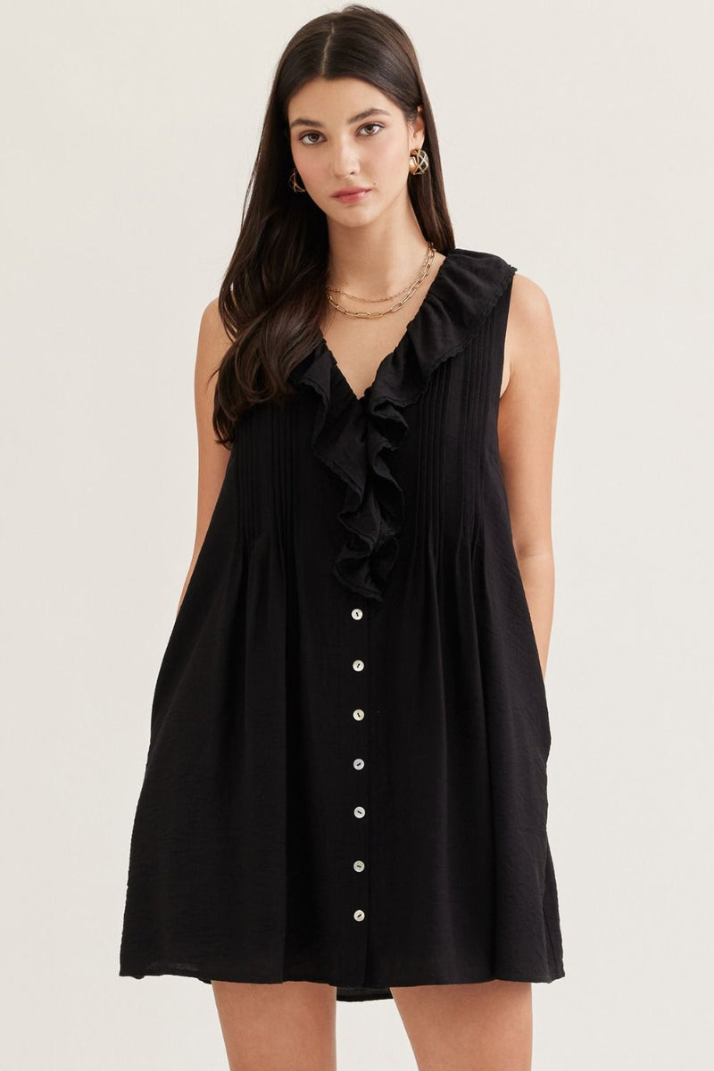 Woven Ruffled Mini Dress {Black} – Kelly Fields Boutique