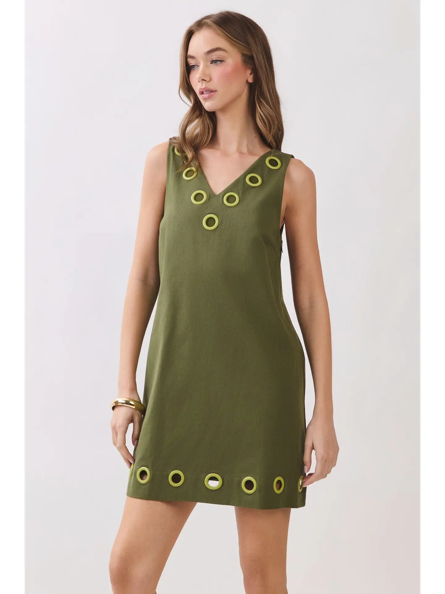 green mini shift dress Grommet Detailed {Olive} – Kelly Fields Boutique cutout_dress