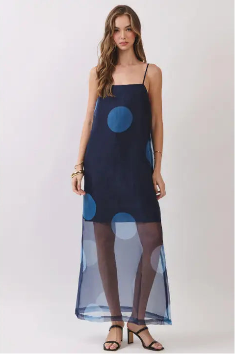 sheer overlay maxi dress Polka Dot {Navy} – Kelly Fields Boutique Puffy tulle dress Ruffled Size:XX Small This womens off shoulder BOCCHI THE ROCK
