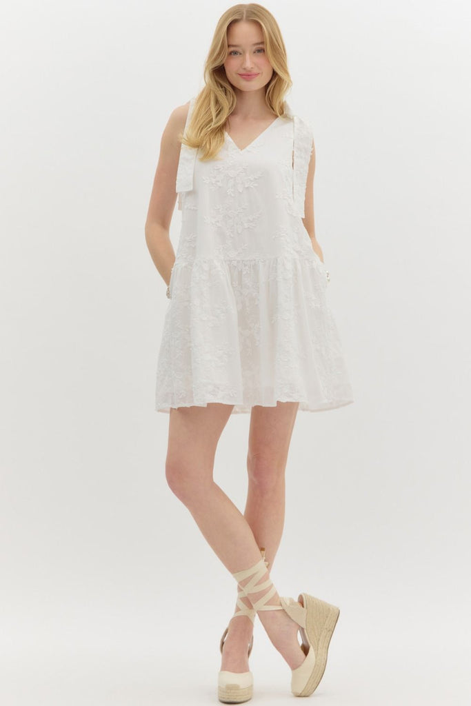 Floral Applique Mini Dress {White} – Kelly Fields Boutique