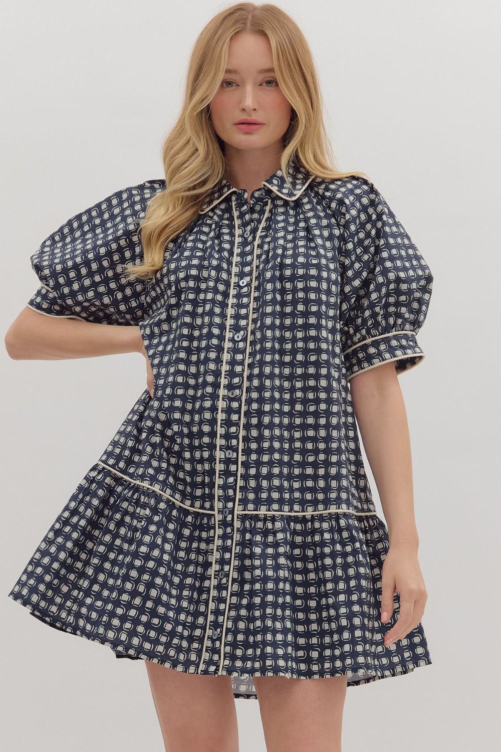 green emerald velvet dress Women's Entro Floral Print Puff 3/4 Sleeve Mini Dress D29058 – Crazy House  Western Wear main image 0