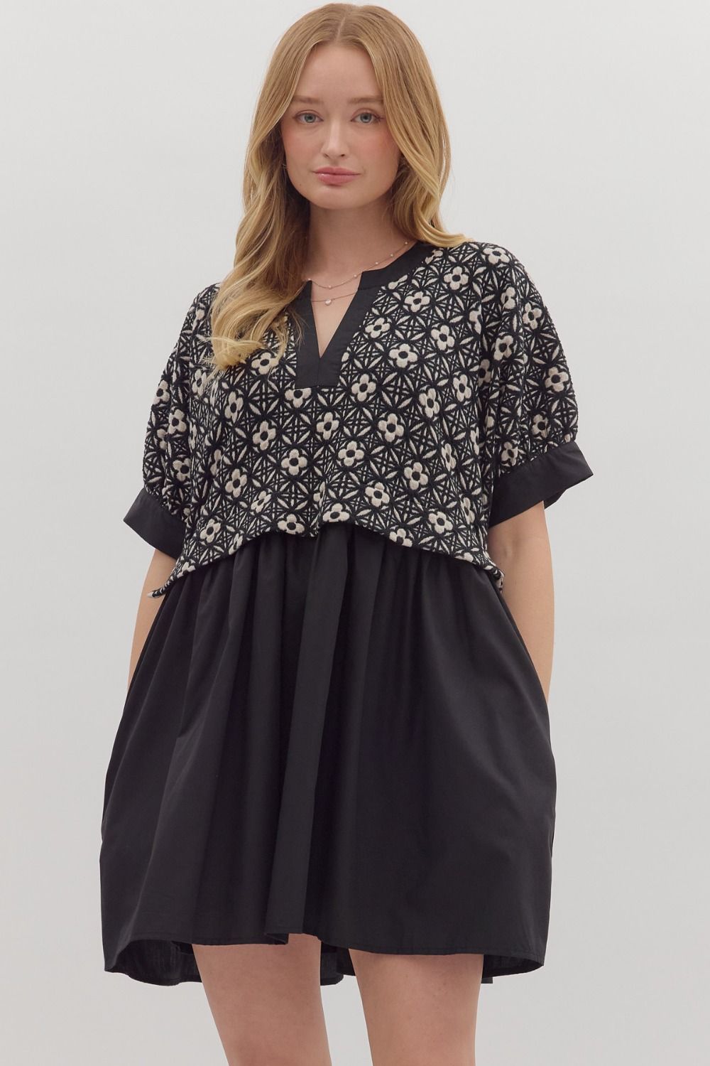 Textured Floral Embroidered Mini Dress {Black} Kelly Fields Boutique Textured Floral Embroidered Mini Dress {Black} Kelly Fields Boutique