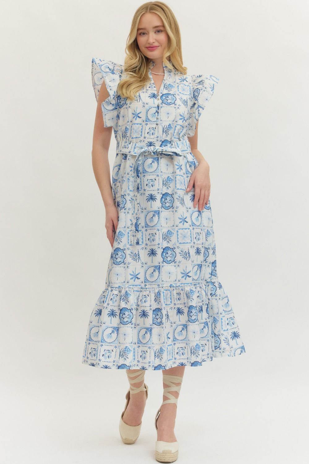 flutter sleeve midi dress Flutter Sleeve Midi Dress {Blue} – Kelly Fields Boutique
