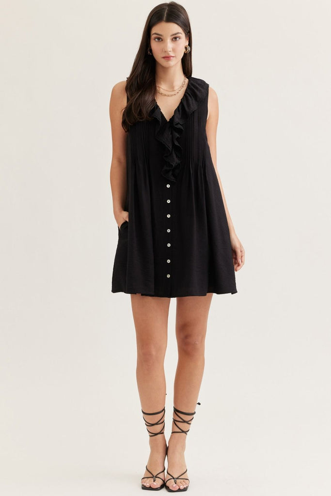 Woven Ruffled Mini Dress {Black} – Kelly Fields Boutique