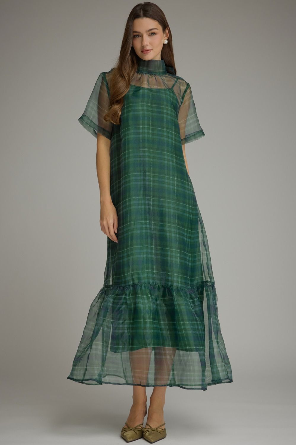 entro green plaid dress Sheer Overlay Midi {Green} – Kelly Fields Boutique Mini dress