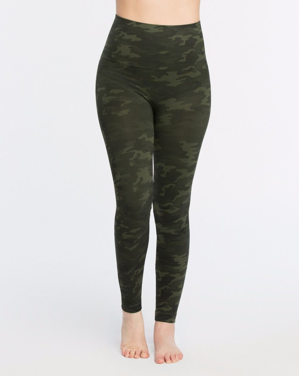SPANX Look at Me Now Seamless Green Camo Leggings Size Small